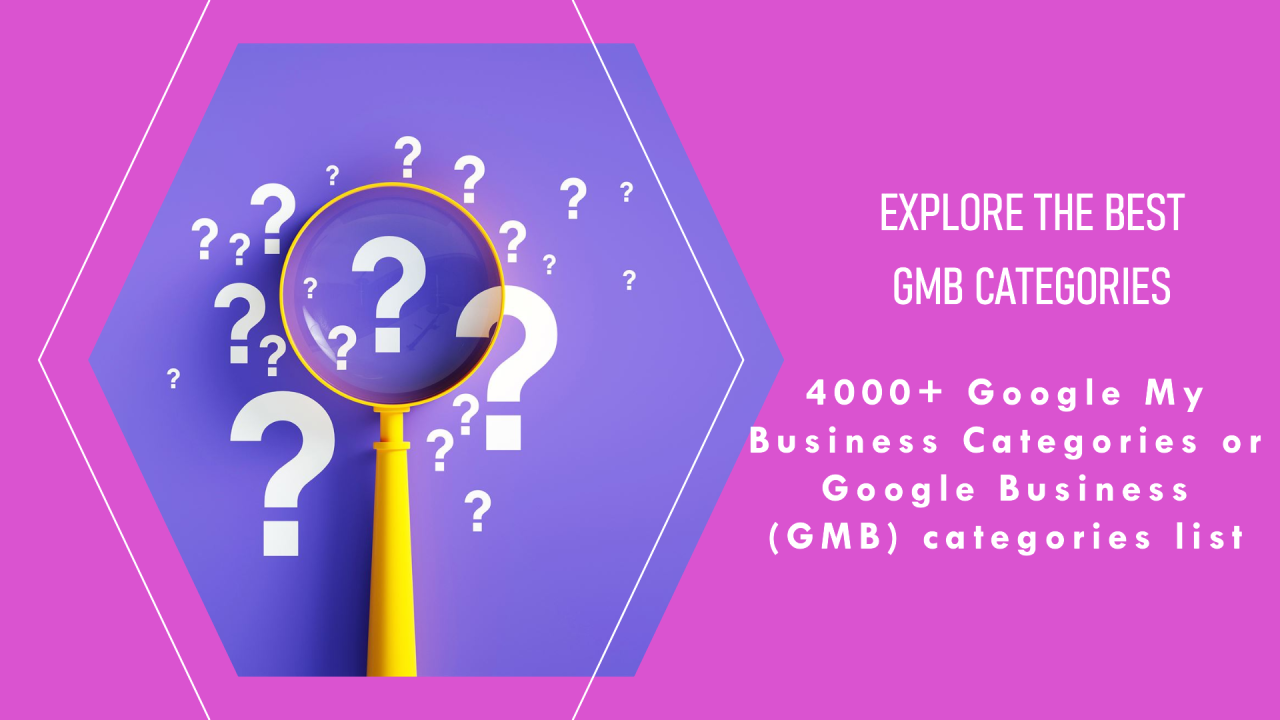 google my business profile categories list